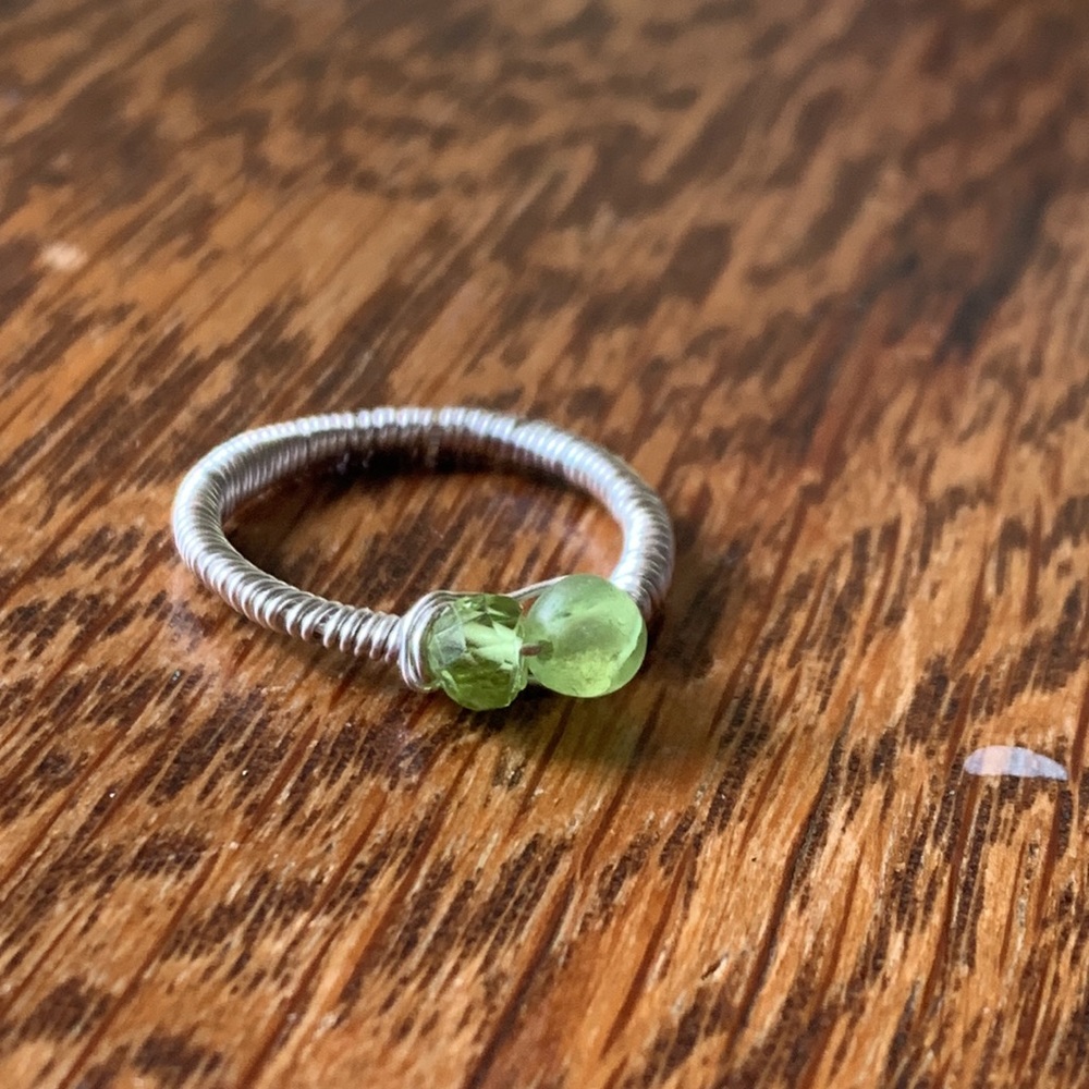 Peridot wire wrapped ring